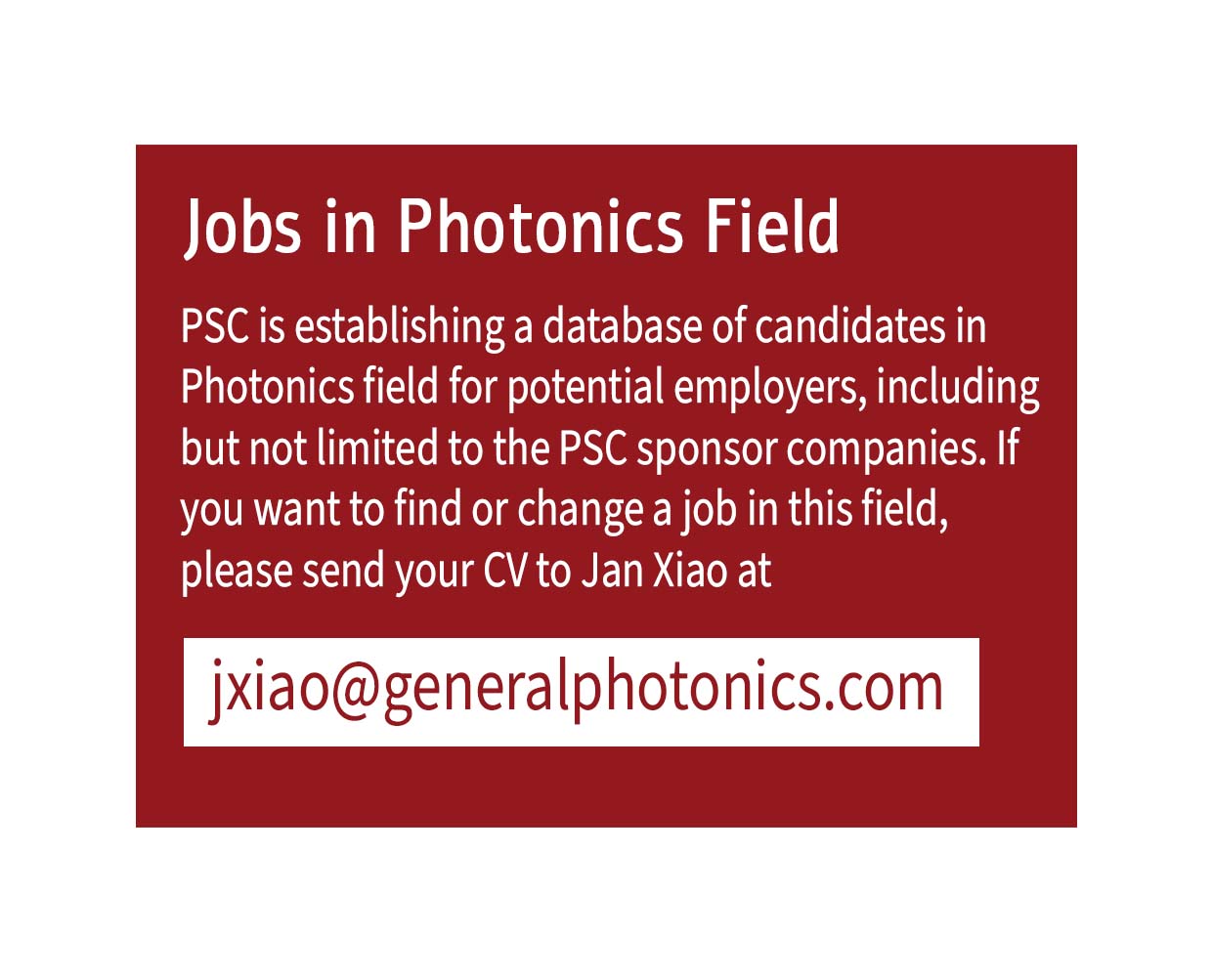 Jobs in Photonics Field